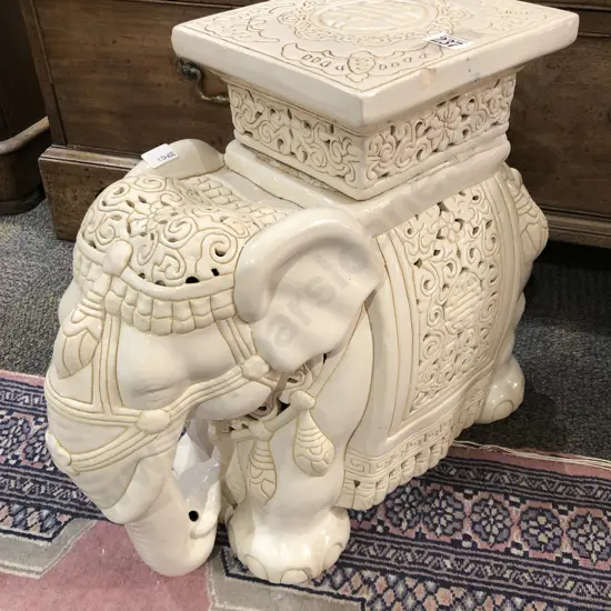 Ceramic Elephant Form Verandah Stool