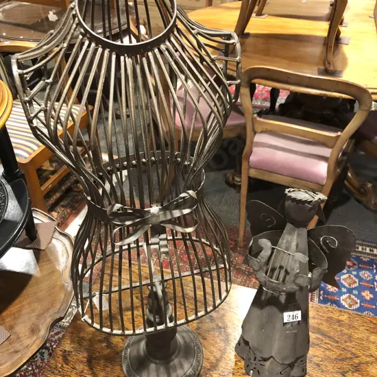 Metal Angel Ornament and Small Wire Form Dress Makers Dummy