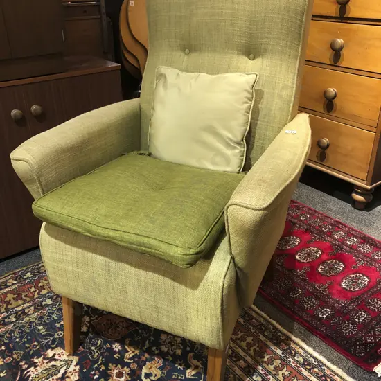 Modern Green Fabric Armchair