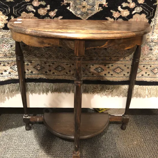 Small Oak D Shaped Hall Table