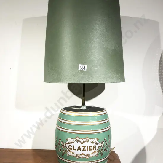 Vintage Ceramic Glazier Barrell Table Lamp