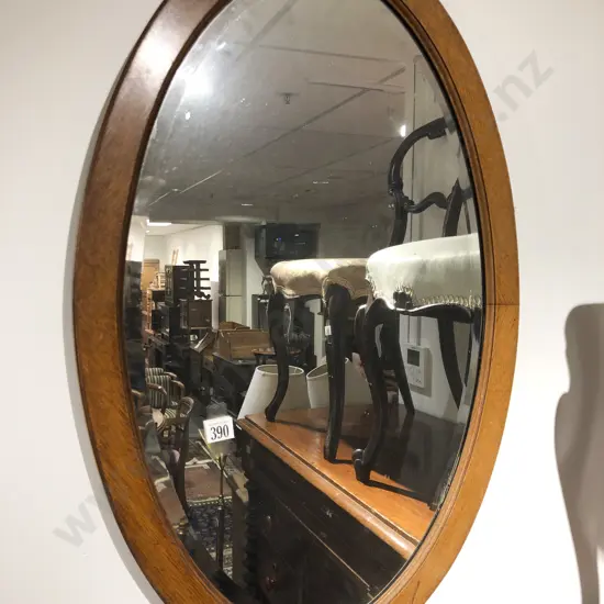 Oak Framed Oval Wall Mirror