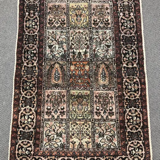 Persian Floor Rug with Panelled Floral Design