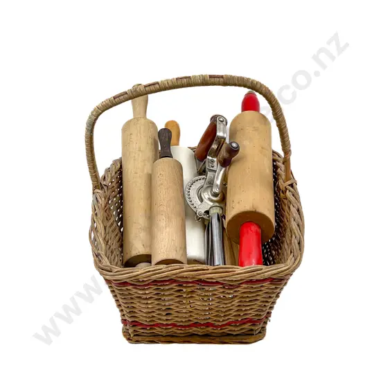 Basket of Assorted Vintage Kitchenalia