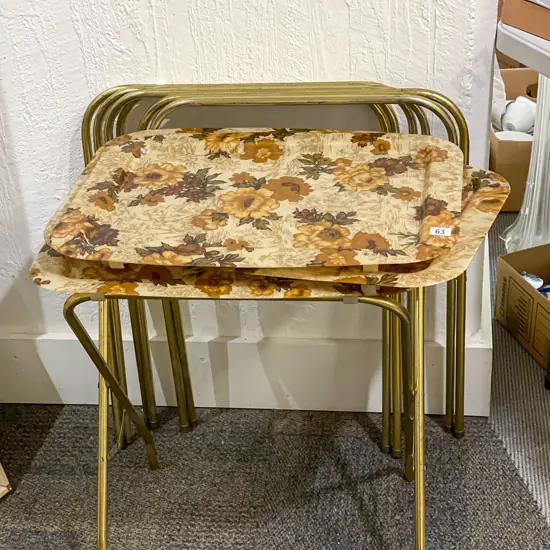 Four Vintage US Quaker Industries Foldaway Serving Tables