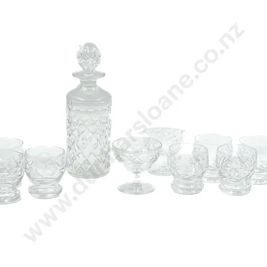 Crystal Decanter with Assorted Glasses