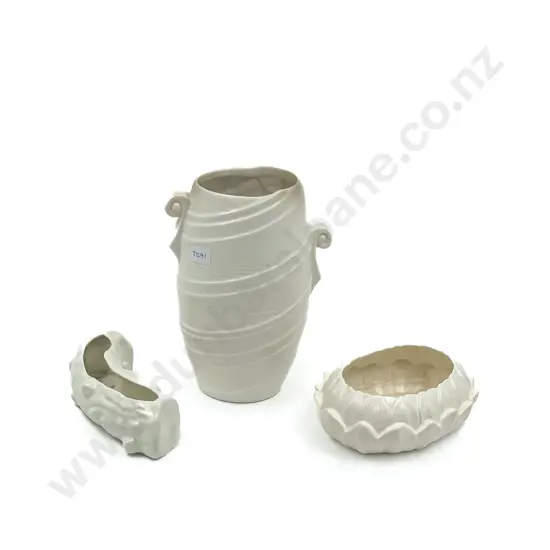 Three Pcs of Cream Ware Pottery
