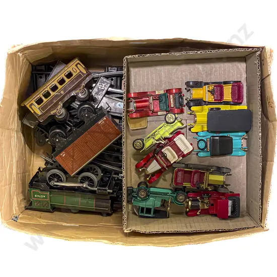 Quantity of Assorted Vintage Model Cars & Track & Trains