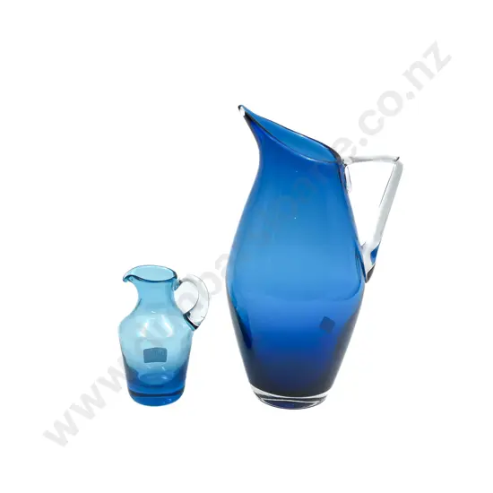 C1970's Whitefriars Kingfisher Blue Glass Jug and other