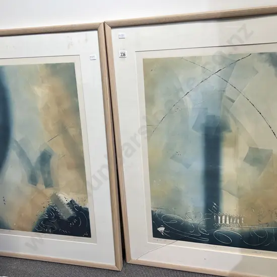 Lee Newman "Totem No. 1" and "Totem No. 2" Monoprint