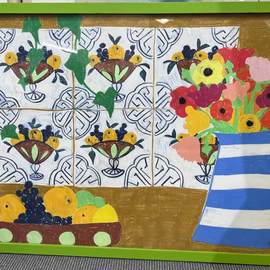 Unsigned Naieve Still Life Pastel on Paper