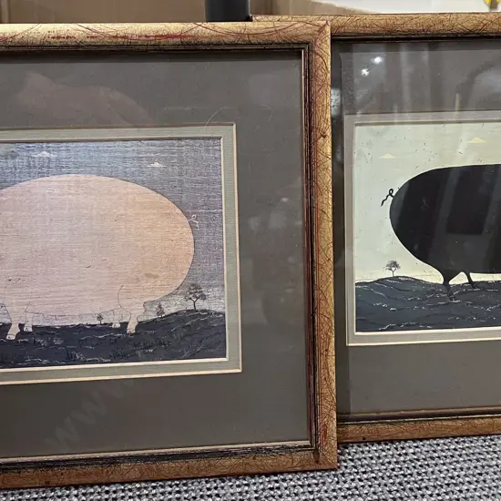 Two Warren Kimble Pig Prints
