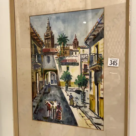 H. Colemer Spanish Street Scene Watercolour