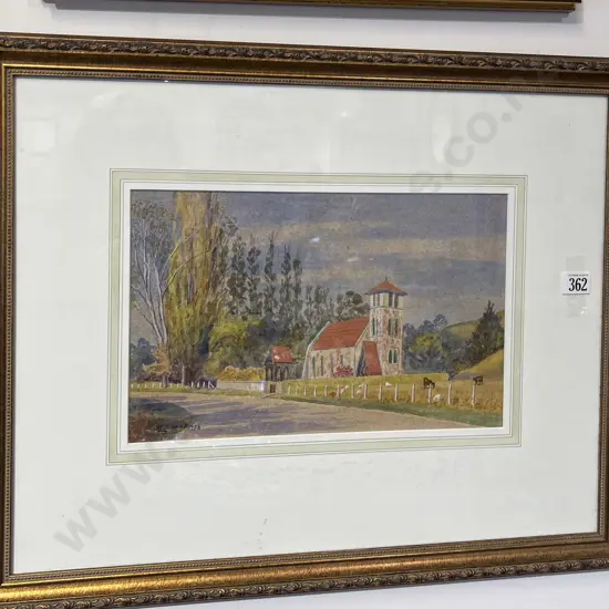 L. Evans Farm & Chapel Scene Watercolour