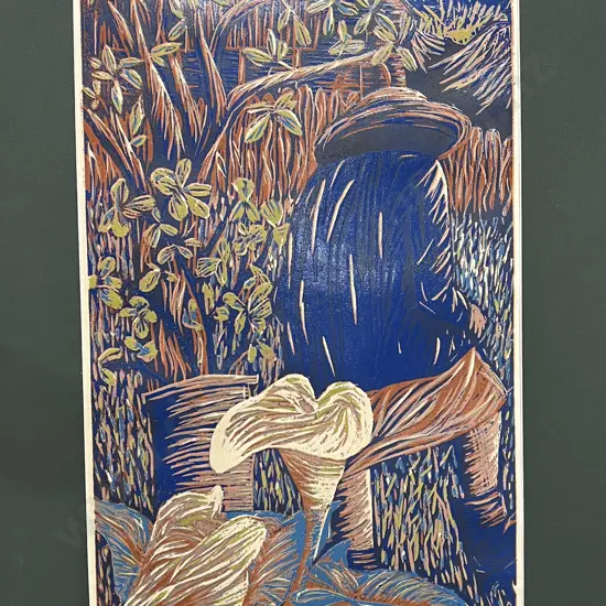 Anika van der Merwe - In the Garden - Linocut (unframed)