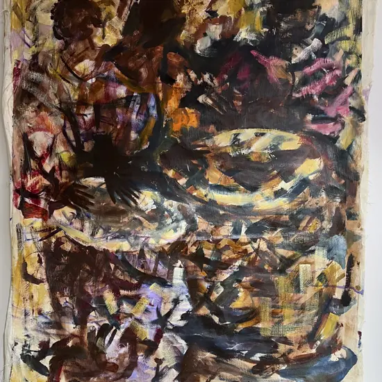 Enock Lunga Zambian Abstract Figural Study Oil on Canvas