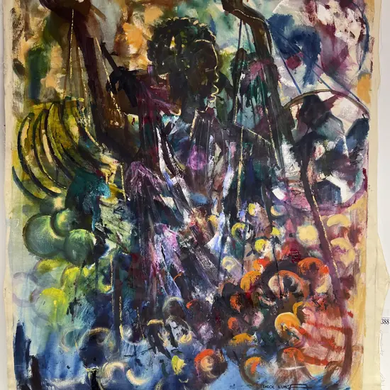 Enock Lunga Zambian Abstract Figural Study Oil on Canvas