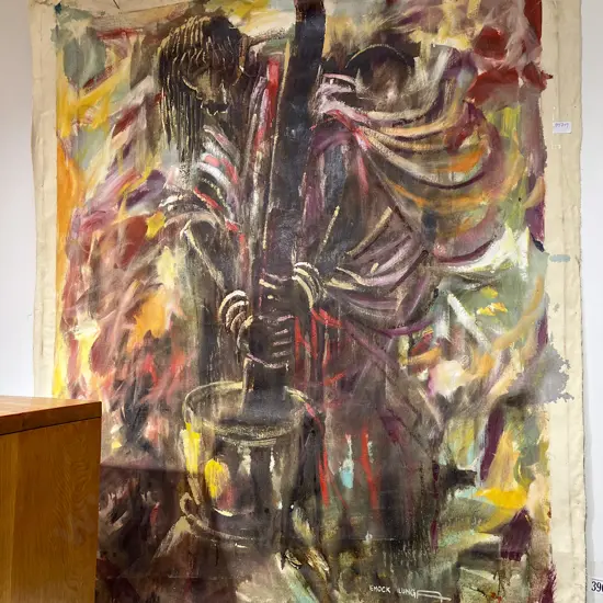 Enock Lunga Zambian Abstract Figural Study Oil on Canvas