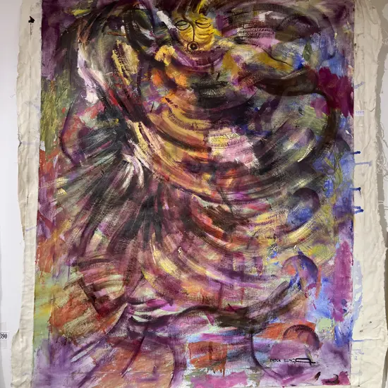 Enock Lunga Zambian Abstract Figural Study Oil on Canvas