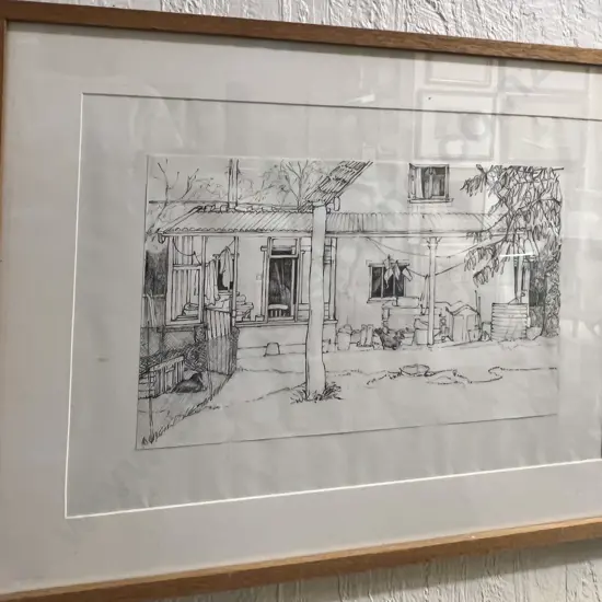 Unknown Artist - Farmhouse Sketch - Pencil on Paper