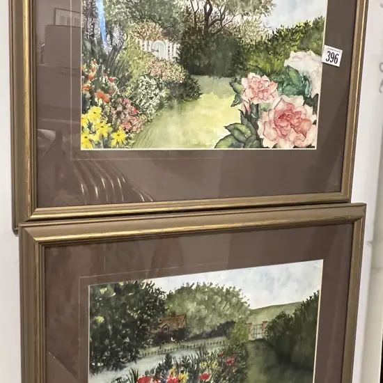 Indistinctly Signed Pair of Floral Watercolours by the Same Hand