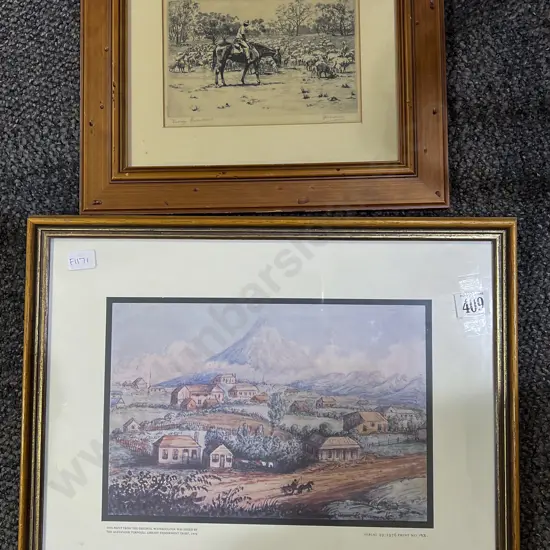 George Marler "Droving in Queensland" Etching & Other