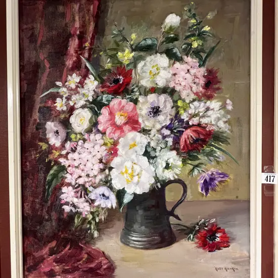 Ruby Rankin Floral Still Life Oil on Board