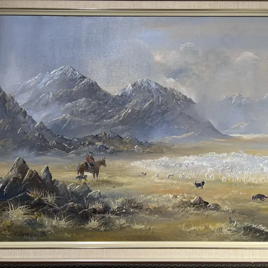 Colleen Hamilton "High Country Muster" Oil on Board