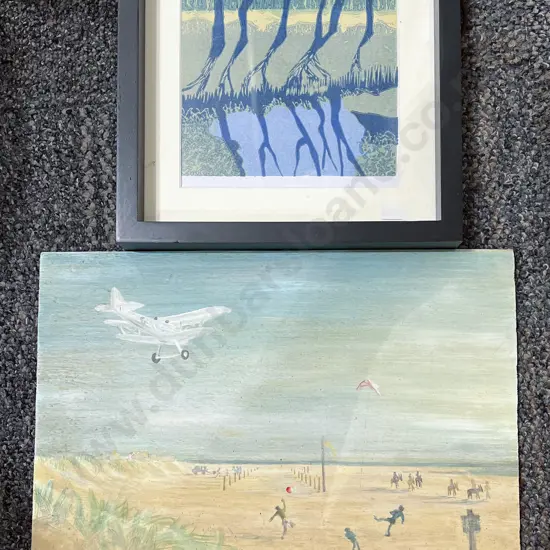 Helen M Sutherland - David's Waterfall - Linocut and other (2)