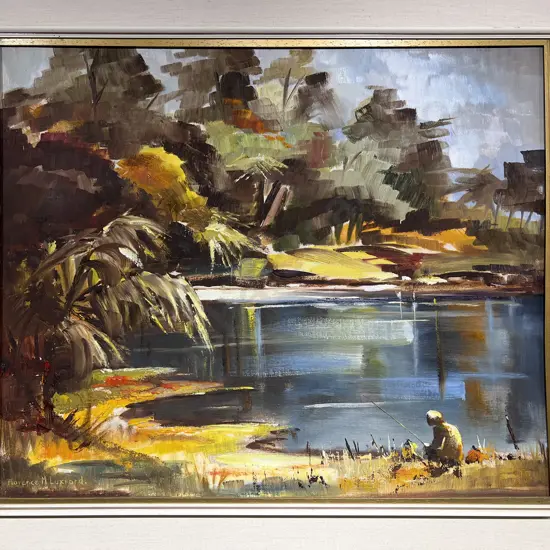 Florence M Luxford "Taupo Waters" Oil on Board