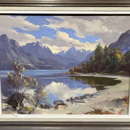 Peter Brown "Lake Te Anau" Oil on Board