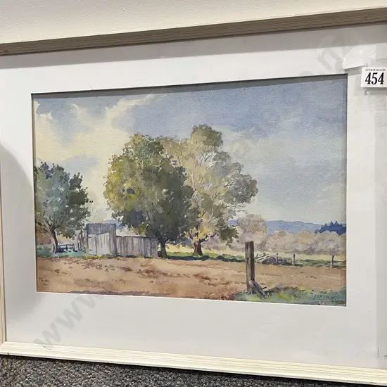J S Monro - Pastoral Landscape with Shed - Watercolour