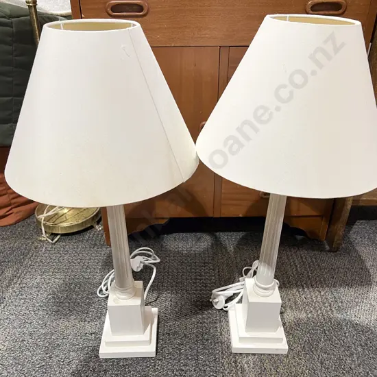 Pair of White Painted Table Lamps