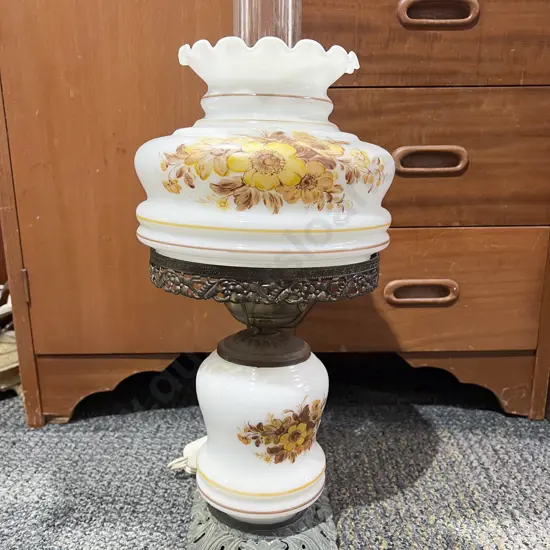 Electrified Kerosene Lamp with Painted Opaque Shade