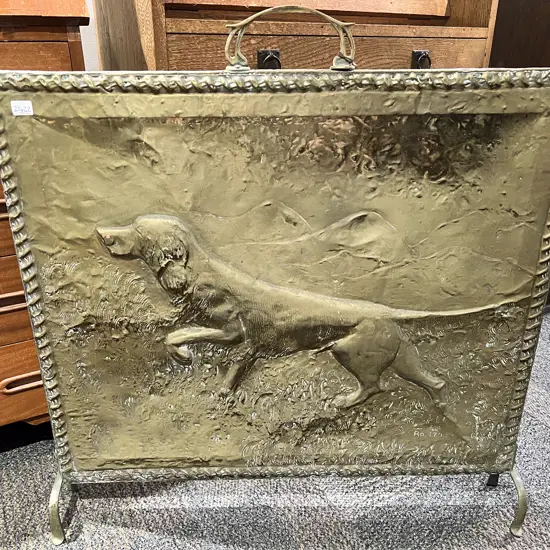 Embossed Brass Fire Screen