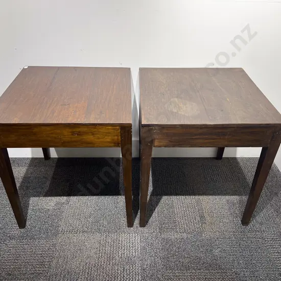 Pair of Elm Side Tables with Tapered Legs