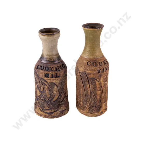 Janet Wright Oil & Cooking Wine Bottles (2)