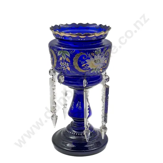 Hand Painted Blue Glass Lustre