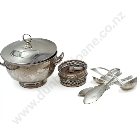 Plated Punch Bowl with Two Wine Coasters etc