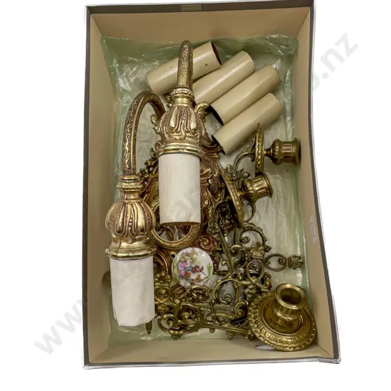 Small Quantity of Ornate Brass Wall Sconces