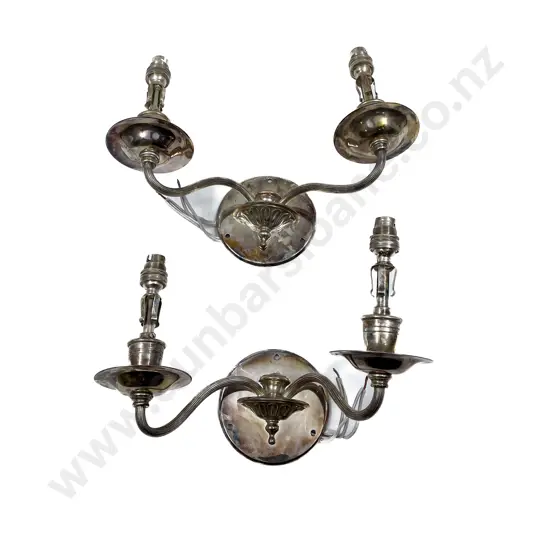 Pair of Plated Two Arm Wall Lights