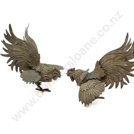 Pair of Fighting Roosters