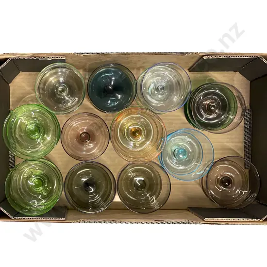Box Quantity of Assorted Coloured Glass Sundae Dishes