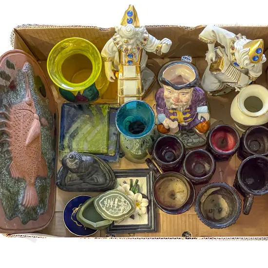 Box of Assorted Glassware and Figures etc