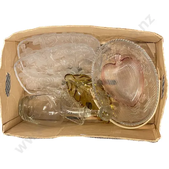 Quantity of Assorted Pressed Glass Serving Ware etc