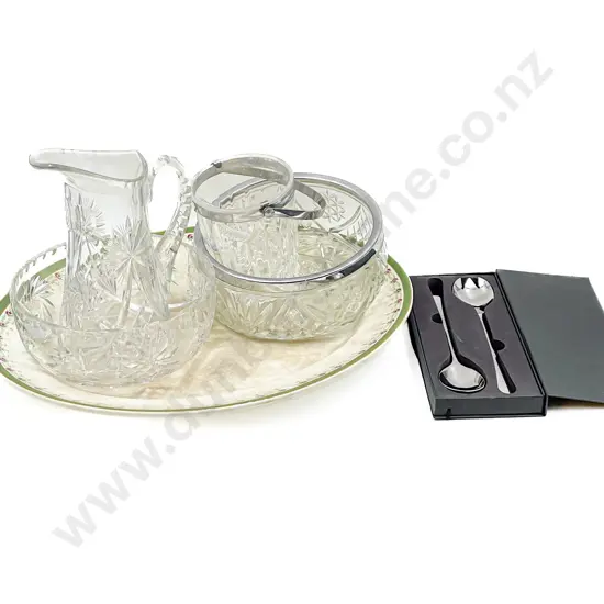 Wedgwood Ashet Together with Pressed Glass Salad Bowl etc