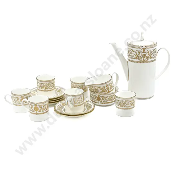Royal Worcester "Hyde Park" Pattern Six Place Coffee Set