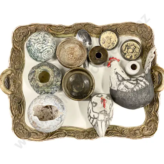 Quantity of Assorted Pottery etc on Decorative Tray