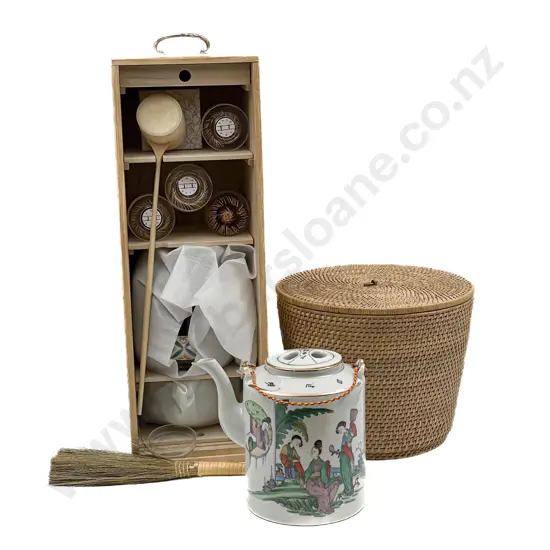 Japanese Tea Ceremony Set with Cased Teapot