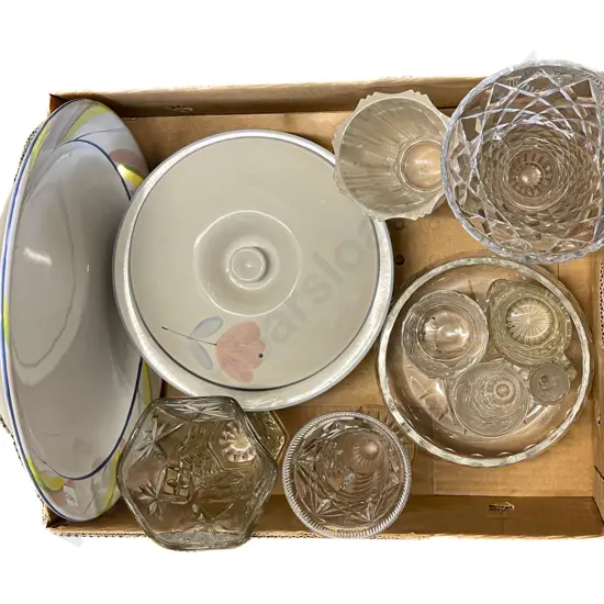 Two Pieces of Temuka Serving Ware together with Assorted Crystal & Glass